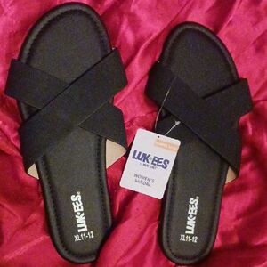 LUKEES Black Sandals XL 11-12 NWT